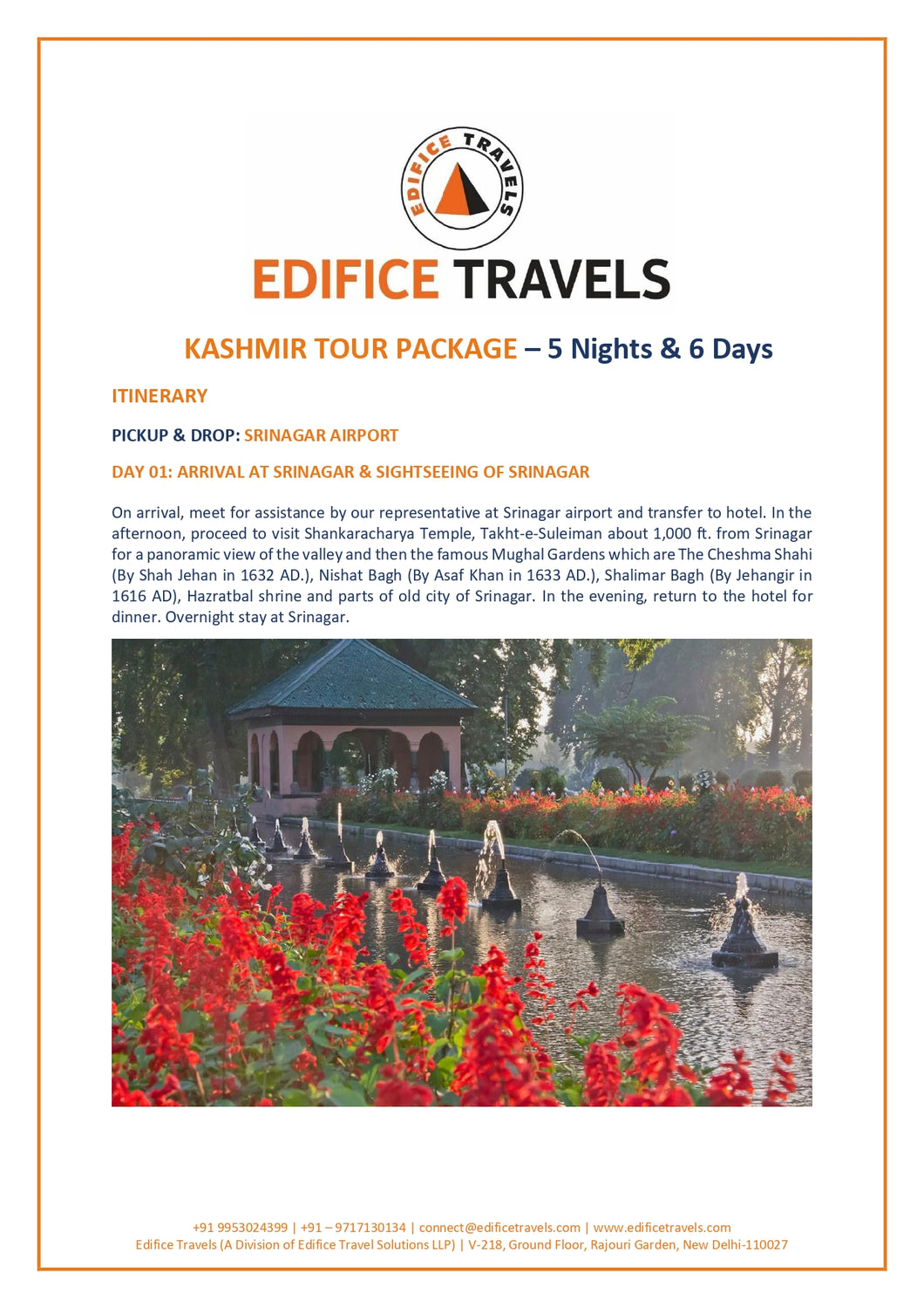 Kashmir Tour Package - 5 Nights & 6 Days