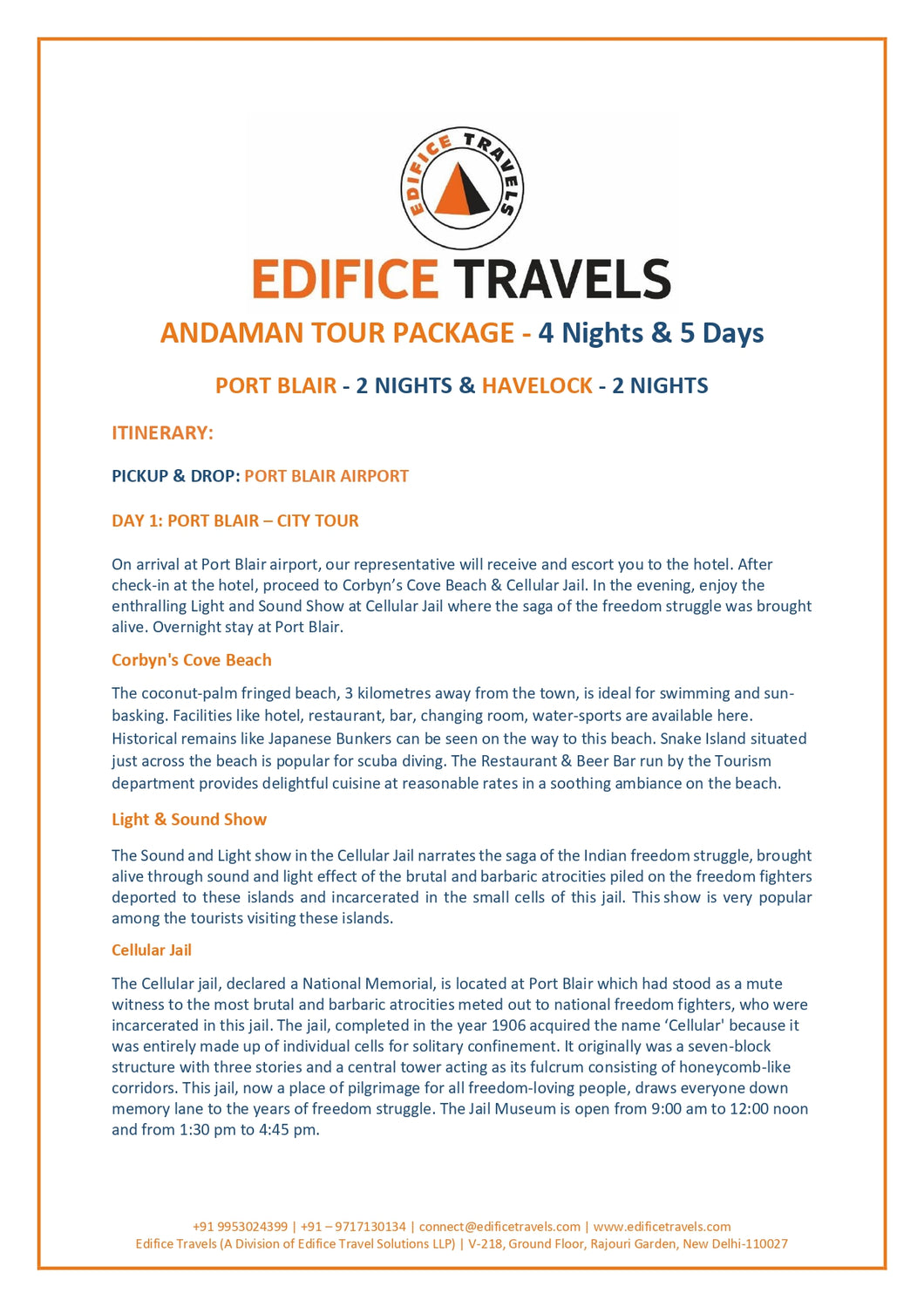 Andaman Tour Package - 4 Nights & 5 Days - 4 Star Hotel Category