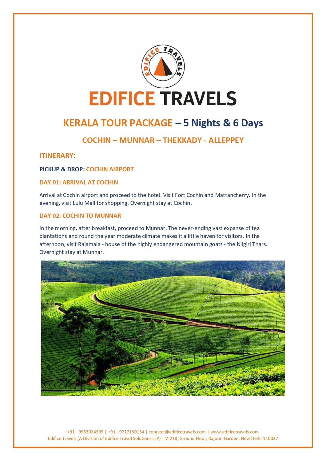 Kerala Tour Package - 5 Nights & 6 Days - 4 Star Hotel Category