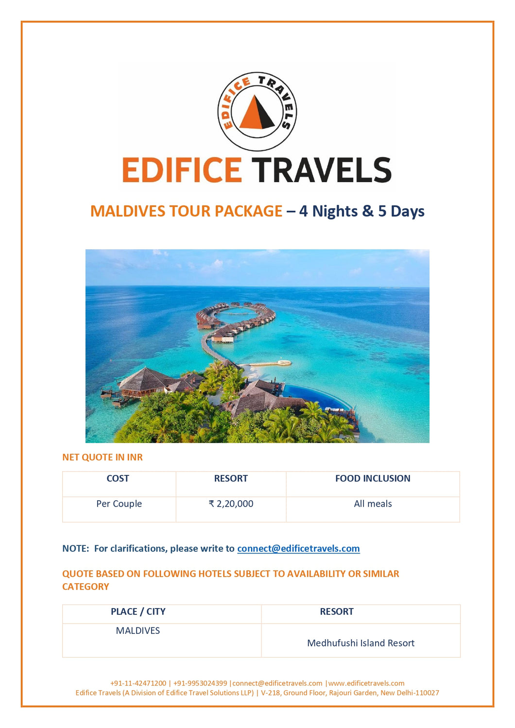 Maldives Tour Package - 4 Nights & 5 Days